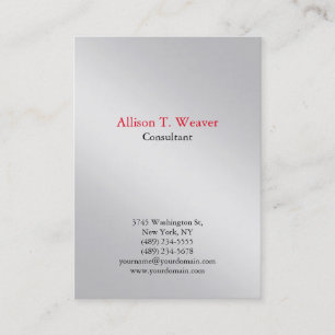 Professional Plain Simple Metallic Silver Unique Business Card