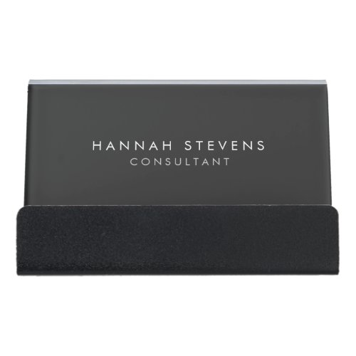 Professional Plain Simple Modern Minimalist Grey Desk Business Card Holder
