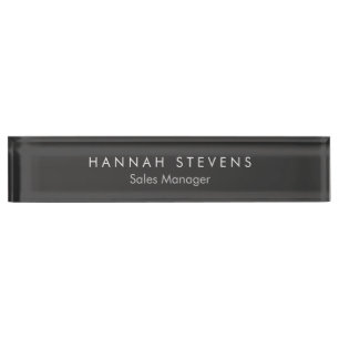 Professional Plain Simple Modern Minimalist Grey Desk Name Plate
