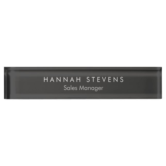 Professional Plain Simple Modern Minimalist Grey Desk Name Plate (Front)