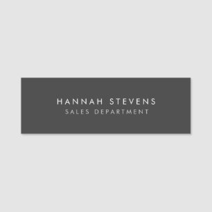 Professional Plain Simple Modern Minimalist Grey Name Tag