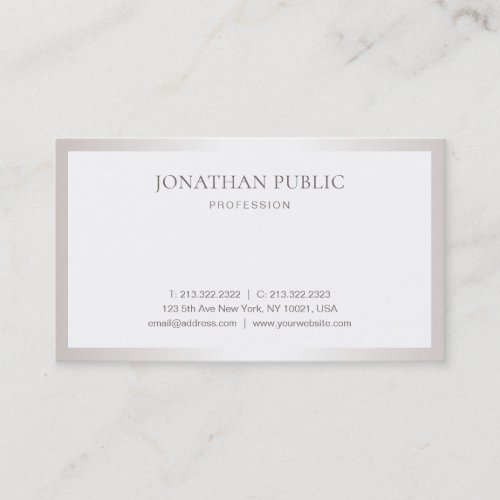 Professional Plain Sleek Stylish Design Silver Business Card