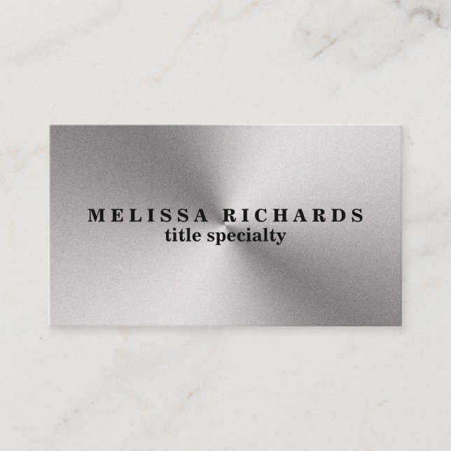 Professional Plain Sliver Metallic Look Business Card (Front)