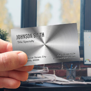 Professional Plain Sliver Radial Metallic Look Business Card