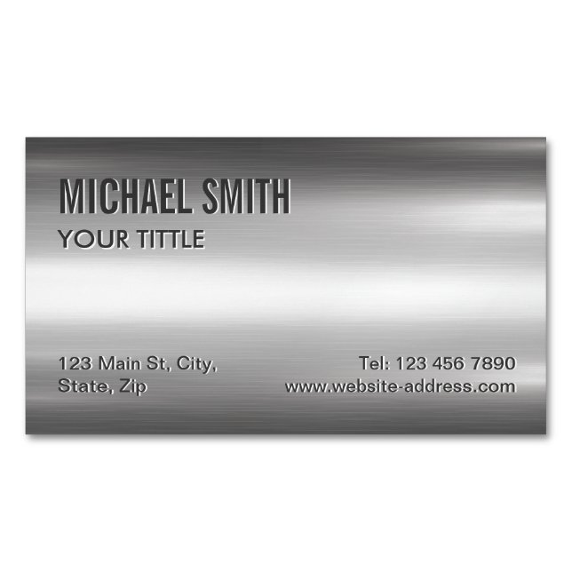 Professional Plain Sliver Radial Metallic Look Business Card Magnet (Front)