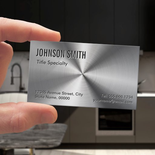 Customizable Professional Plain Sliver Radial Metallic Look Business Card Magnet