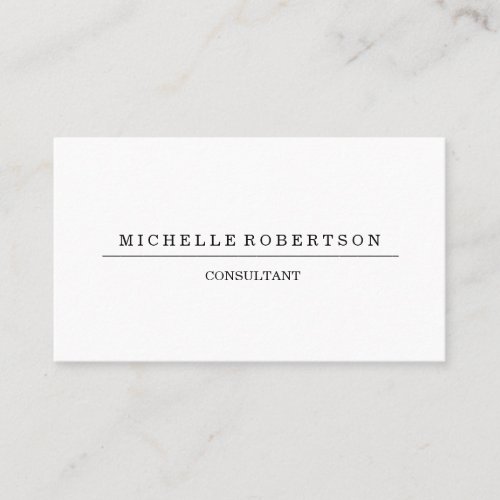 Professional Plain Unique Minimalist Black White Business Card