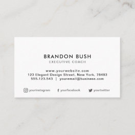 Professional Plain White Elegant Modern Simple Bus Business Card