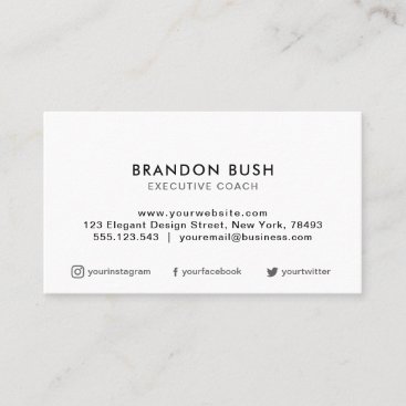 Professional Plain White Elegant Modern Simple Bus Business Card
