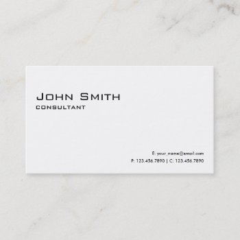 Professional Plain White Elegant Modern Simple Business Card by Lamborati at Zazzle