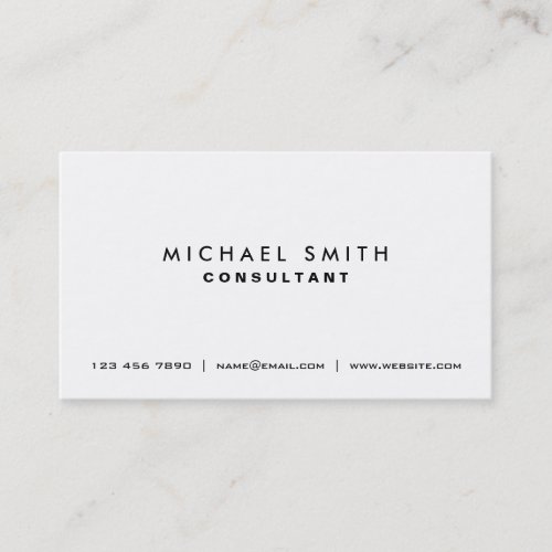 Professional Plain White Elegant Modern Simple Business Card