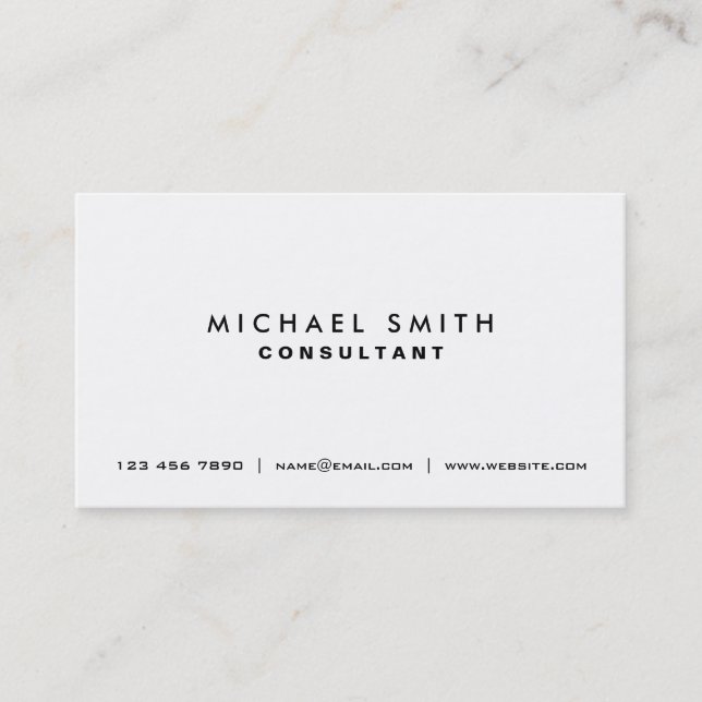 Professional Plain White Elegant Modern Simple Business Card (Front)