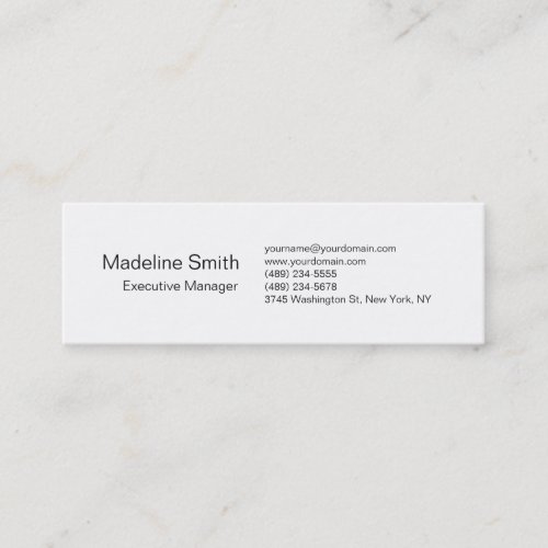 Professional plain white trendy unique modern mini business card