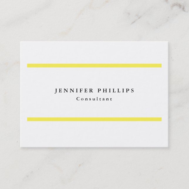 Professional Plain Yellow Stripes White Original Business Card (Front)