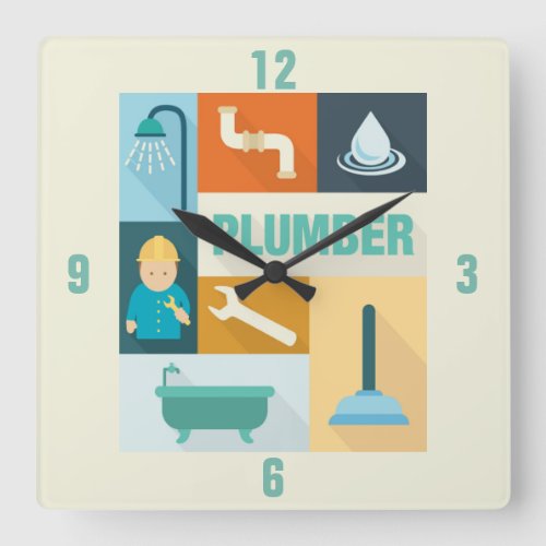 Professional Plumber Iconic Designed Square Wall Clock