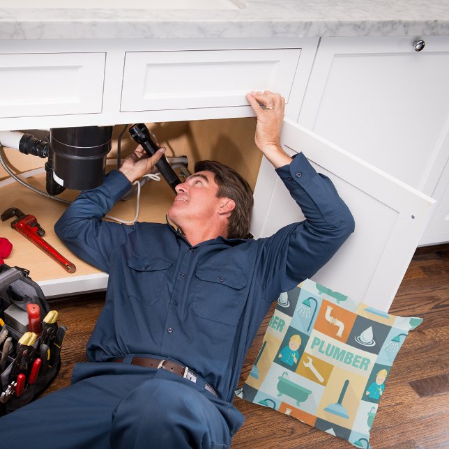 Professional Plumber Iconic Designed Throw Pillow (Creator Uploaded)