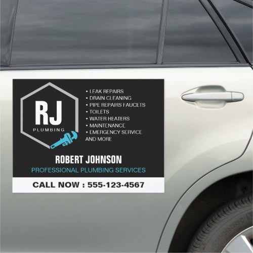 Professional Plumber Logo Plumbing Services Car Magnet