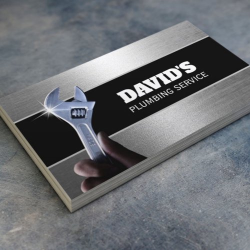 Professional Plumber Metal Plumbing Service Business Card