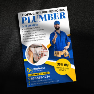 Professional Plumber Plumbing Contractor Blue Flyer