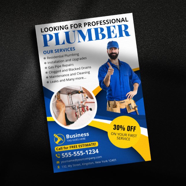 Professional Plumber Plumbing Contractor Blue Flyer (Creator Uploaded)