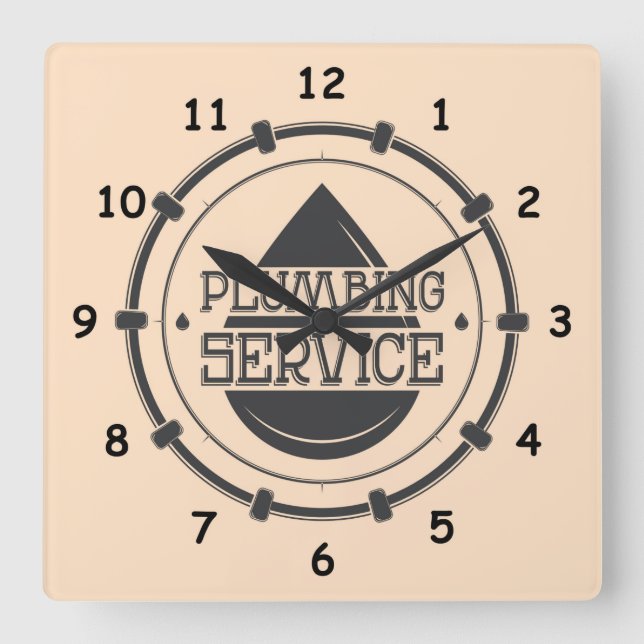Professional Plumber Service Square Wall Clock (Front)