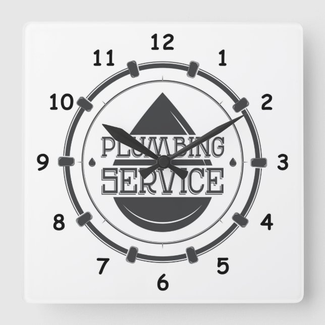 Professional Plumber Service Square Wall Clock (Front)