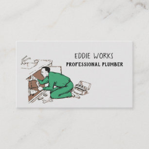 Professional Plumber Working Print Cool Business Card