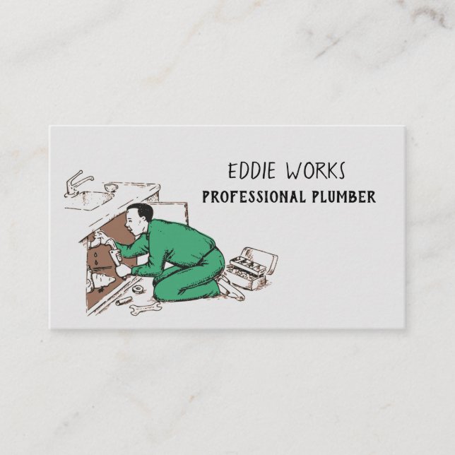 Professional Plumber Working Print Cool Business Card (Front)