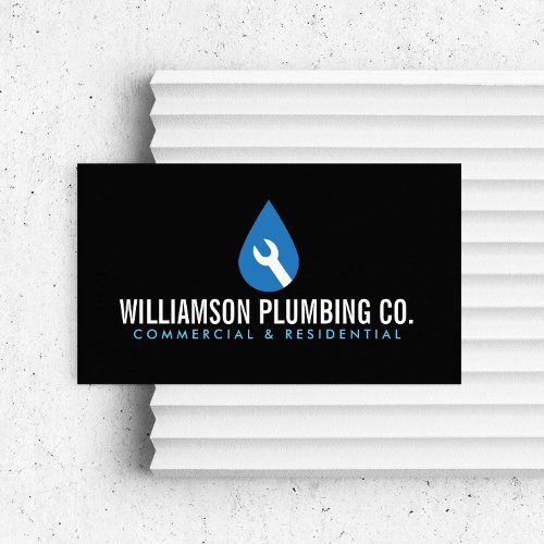 Professional Plumbing Logo Black Business Card