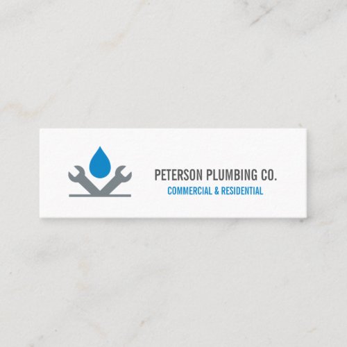 Professional Plumbing Logo drop tool white grey Mini Business Card