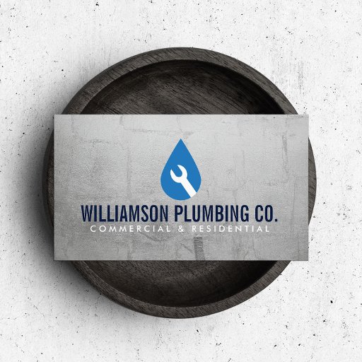 Customizable Professional Plumbing Logo Faux Metal Business Card