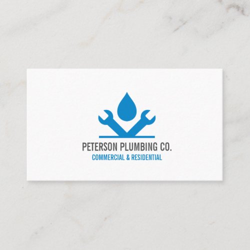 Professional Plumbing Logo with drop and tool Business Card