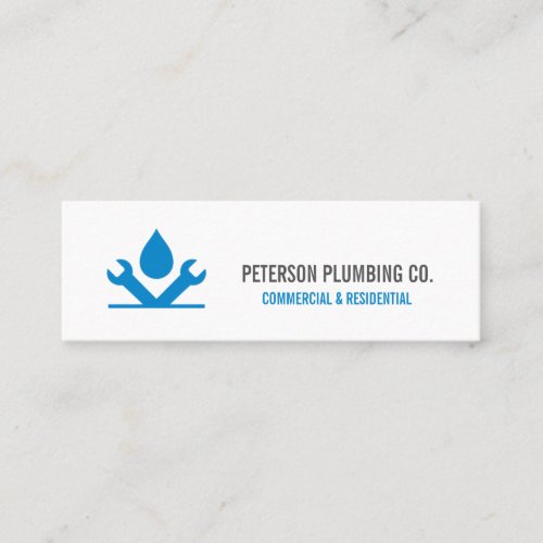 Professional Plumbing Logo with drop  tool white Mini Business Card