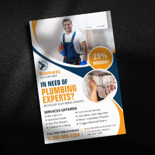 Professional Plumbing Repair Plumber Blue Orange Flyer