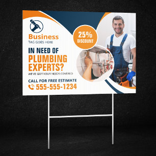 Professional Plumbing Repair Plumber Blue Orange Sign