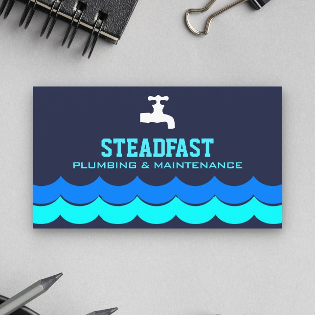 Professional Plumbing Service Blue Plumber Business Card (Creator Uploaded)