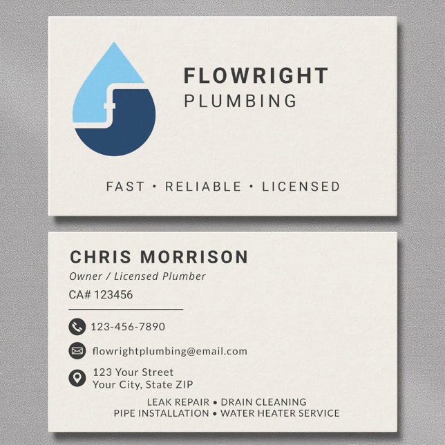 Professional Plumbing Service Business Card (Creator Uploaded)