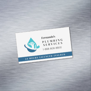 Professional Plumbing Service Business Logo Card Magnet