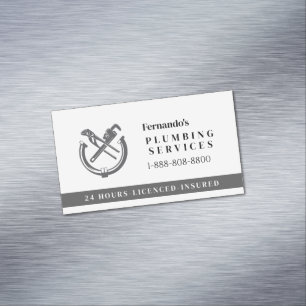 Professional Plumbing Service Business Logo Card Magnet