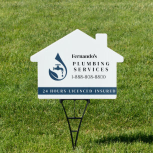 Professional Plumbing Service Water Drop Logo Sign