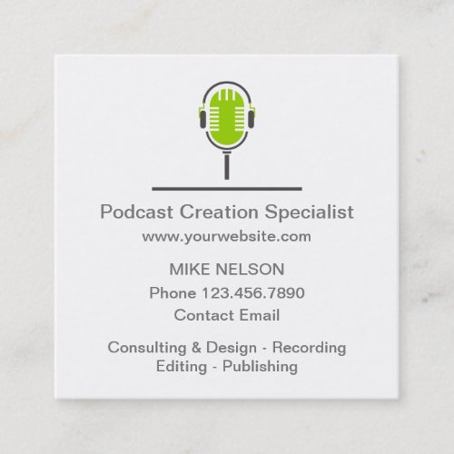 Professional Podcast Creation Specialist Square Business Card