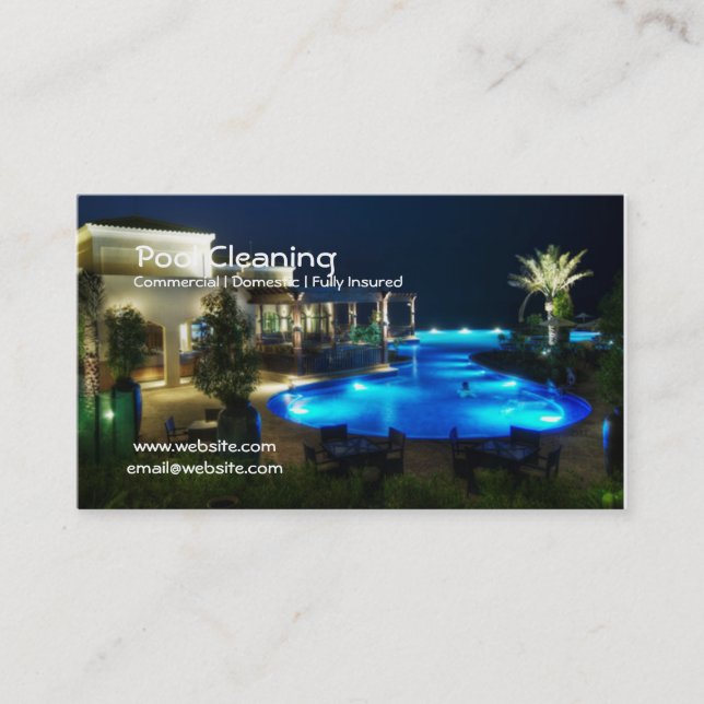 Professional pool cleaning business card (Front)
