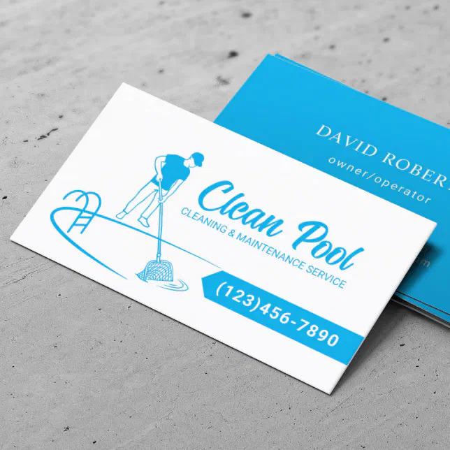 Professional Pool Cleaning & Maintenance Service Business Card | Zazzle