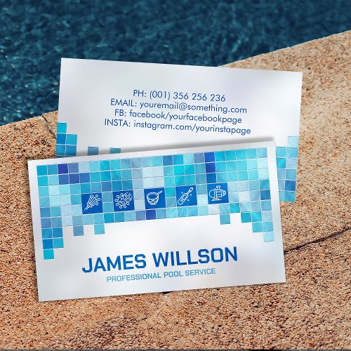 Professional Pool Cleaning Services Business Card