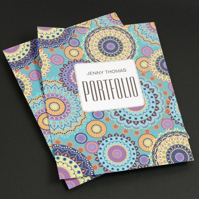 Professional Portfolio Geometric Personalized Pocket Folder (Professional portfolio custom personalized folder.)