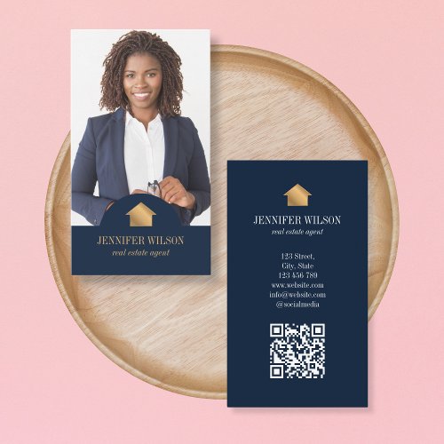 Professional Portrait Real Estate Agent Realtor QR Business Card