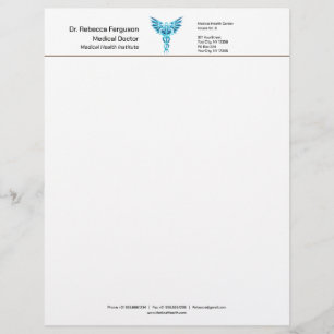 Professional Precious Medical Blue Caduceus Letterhead