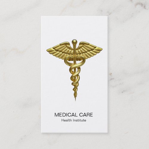 Professional Precious Medical Gold Caduceus Business Card