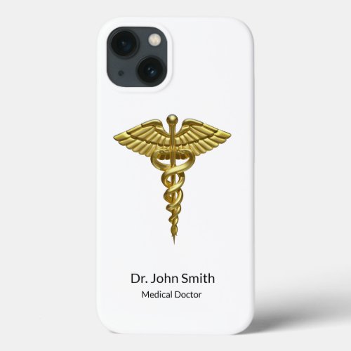 Professional Precious Medical Gold Caduceus iPhone 13 Case