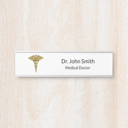 Professional Precious Medical Gold Caduceus Door Sign